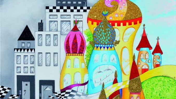 Christel Grundke_Ansichtssache_2025_Acryl-Glitter auf Leinwand_60x60cm