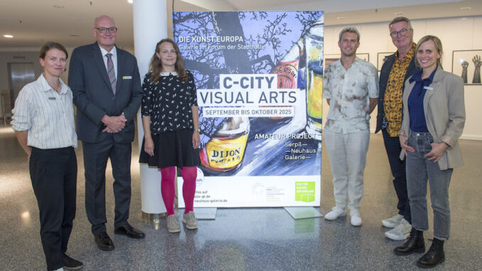 Vernissage C-City 1_ vlnr_Kira Schäfer, Stefan Hübner, Nina Edling, SOMEART, Andreas Kimpel, Lilian Wohnhas_c_Meinolf Reimering Kopie